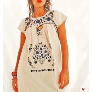Mexican Embroidered Floral Dress